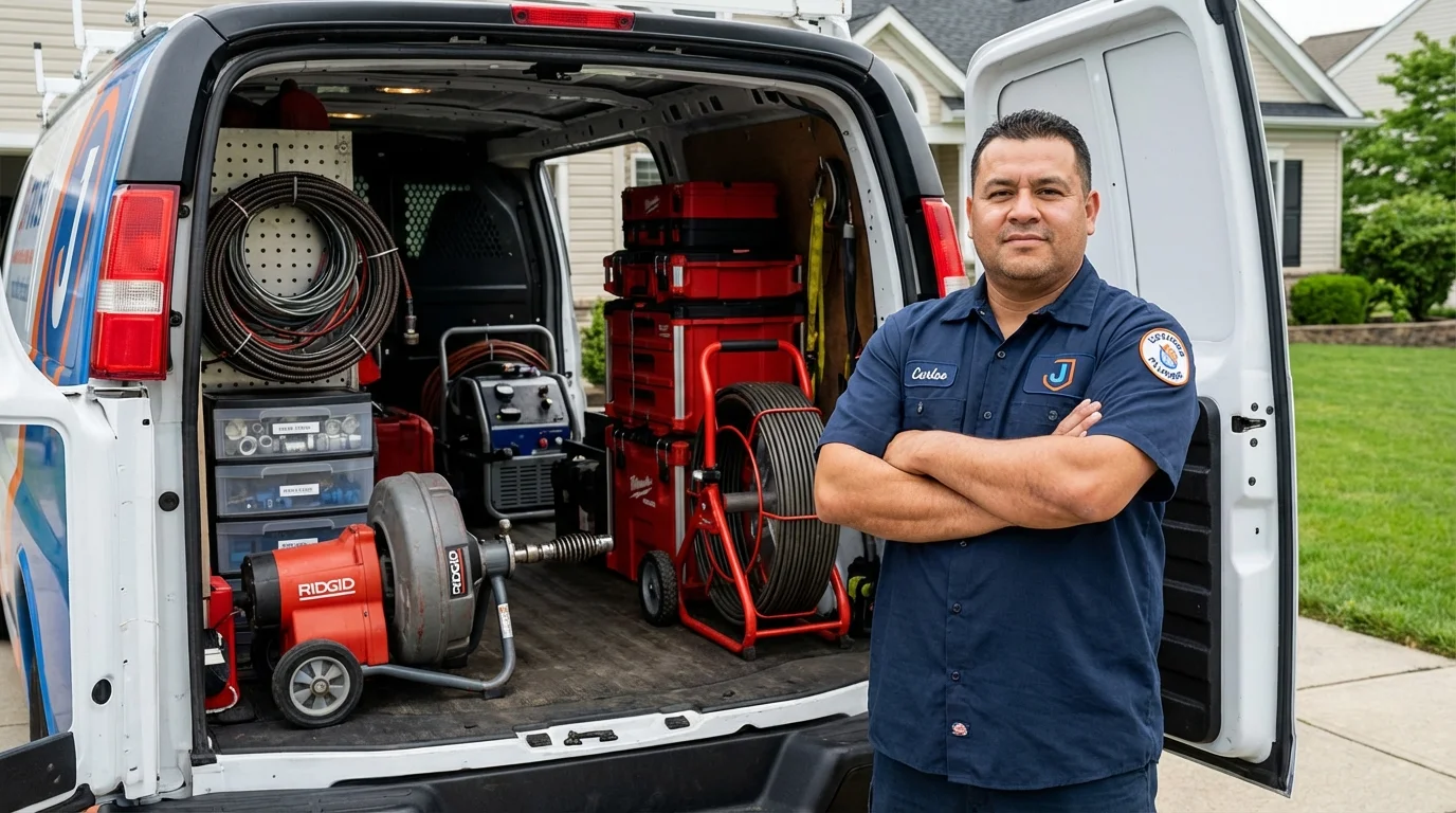 Professional drain cleaning equipment and Johns Plumbing LLC plumber in La Crosse