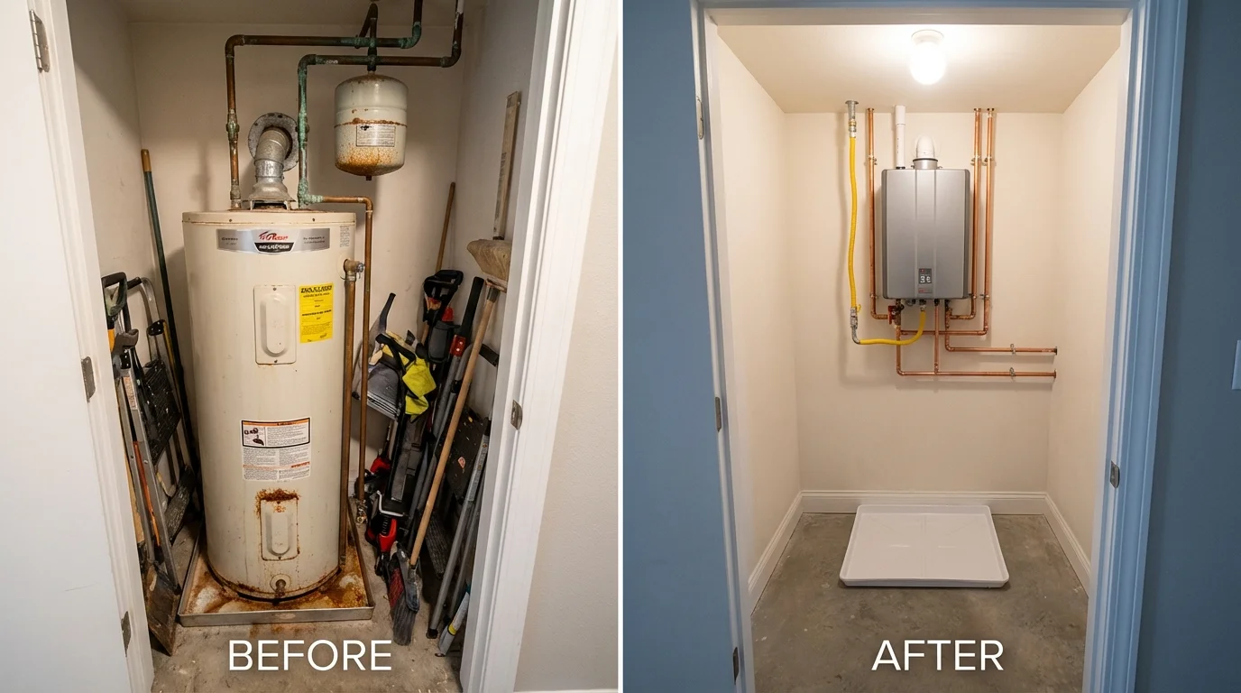 Tank water heater versus wall-mounted tankless unit comparison for La Crosse, WI homeowners